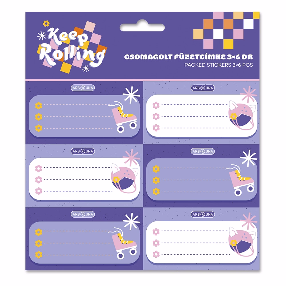 Füzetcímke ARS UNA 18 darabos Keep Rolling