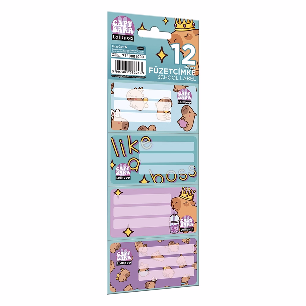 Füzetcímke LIZZYSULI 12 címke/csomag Lollipop Capybara