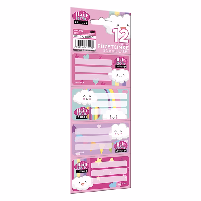 Füzetcímke LIZZYSULI 12 címke/csomag Lollipop Rainbow