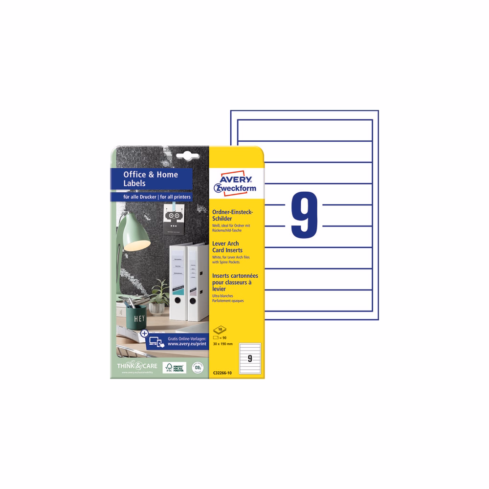 Gerinc címke AVERY C32266-10 30x190mm 90 címke/doboz 10 ív/doboz