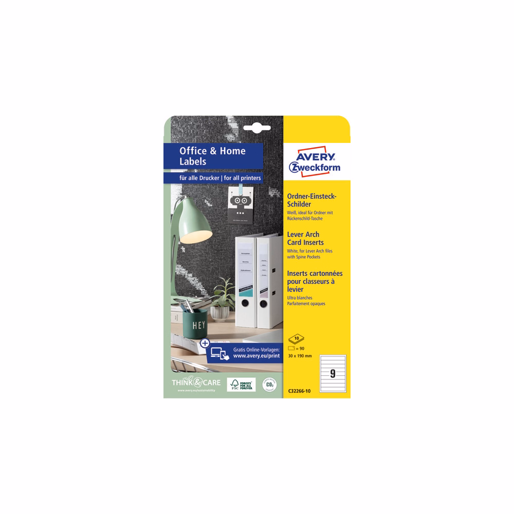 Gerinc címke AVERY C32266-10 30x190mm 90 címke/doboz 10 ív/doboz