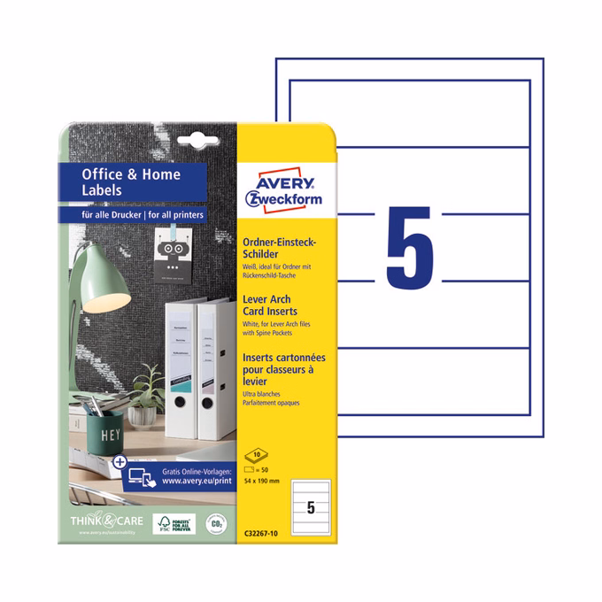 Gerinc címke AVERY C32267-10 54x190mm 50 címke/doboz 10 ív/doboz