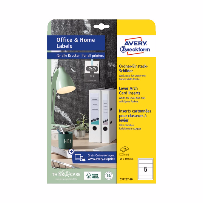 Gerinc címke AVERY C32267-10 54x190mm 50 címke/doboz 10 ív/doboz