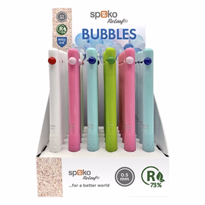 Golyóstoll SPOKO ReLeaf Bubbles nyomógombos 0,5 mm kék írásszín vegyes színben
