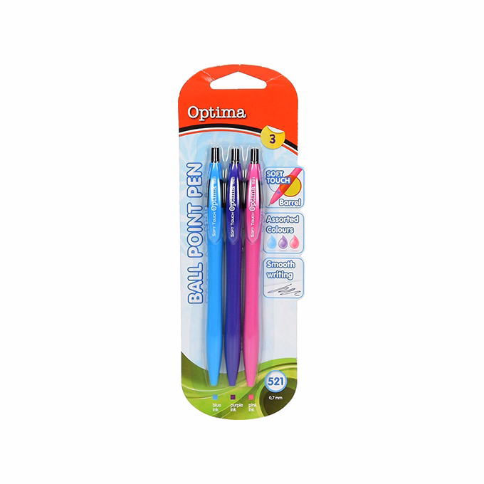 Golyóstoll készlet OPTIMA nyomógombos 521 intenzív színek