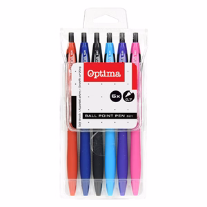 Golyóstoll készlet OPTIMA nyomógombos 521 vegyes színek 6 darabos
