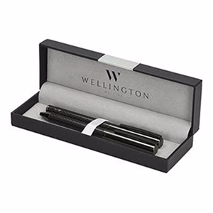 Golyóstoll készlet WELLINGTON Carbon golyóstoll + rollertoll antracit díszdobozban