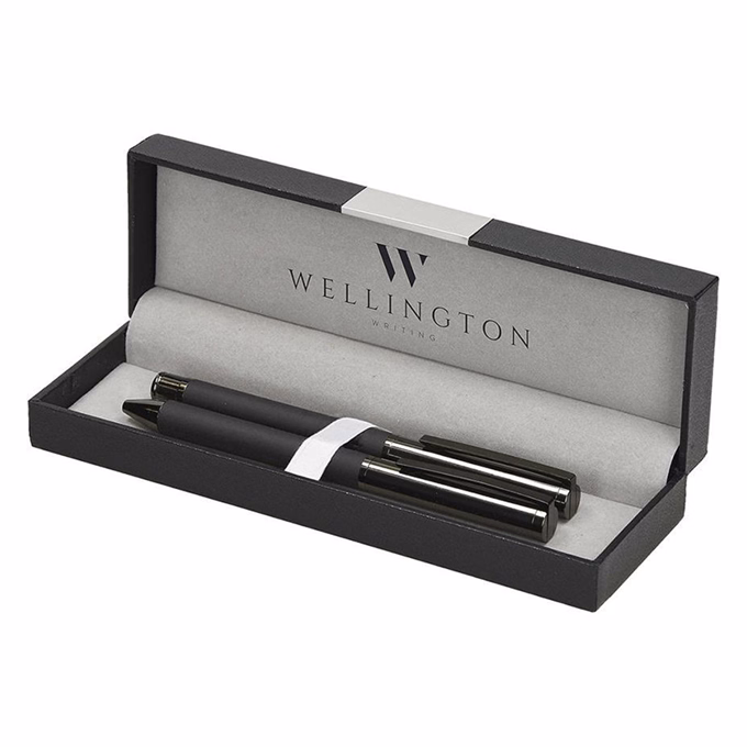 Golyóstoll készlet WELLINGTON Stamford golyóstoll + rollertoll fekete díszdobozban