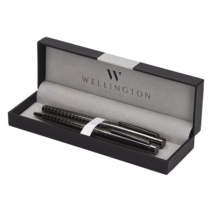 Golyóstoll készlet WELLINGTON York golyóstoll + rollertoll antracit díszdobozban