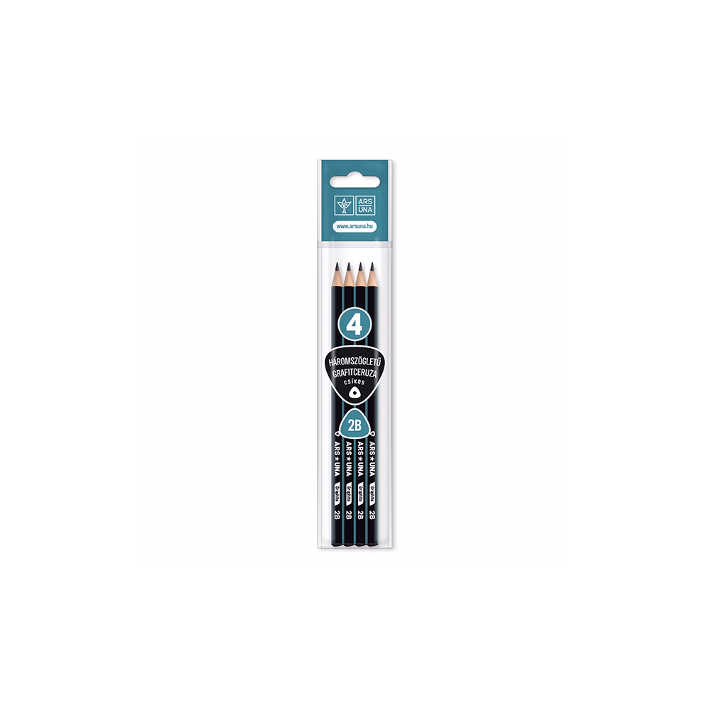 Grafitceruza ARS UNA 2B háromszögletű csíkos 4 darabos