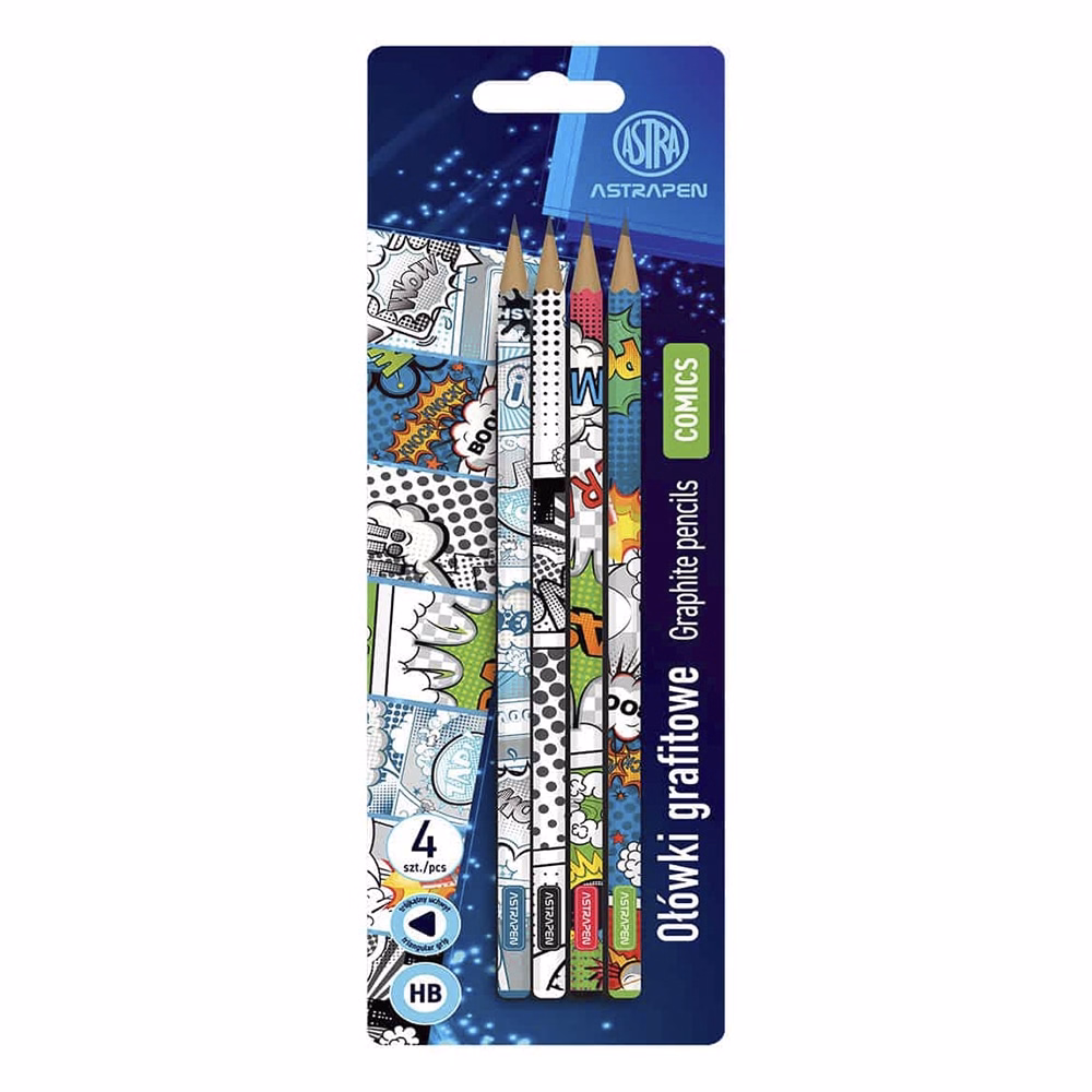 Grafitceruza ASTRA PEN Comics háromszögletű HB 4 db/bliszter