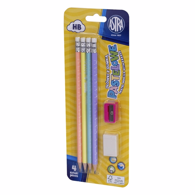 Grafitceruza ASTRA radíros ajándék hegyezővel és radírral HB 4+2 db/bliszter