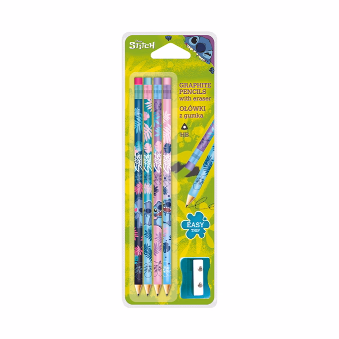 Grafitceruza COOLPACK Lilo és Stitch háromszögletű radíros HB 4 darabos