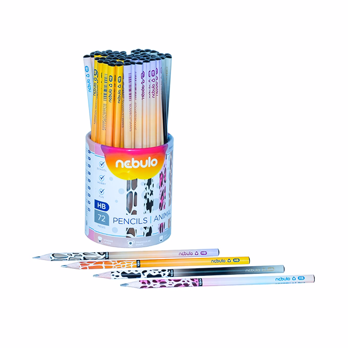 Grafitceruza NEBULO HB háromszögletű Állatmintás 72 darabos