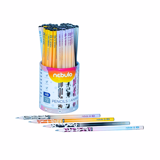Grafitceruza NEBULO HB háromszögletű Állatmintás 72 darabos