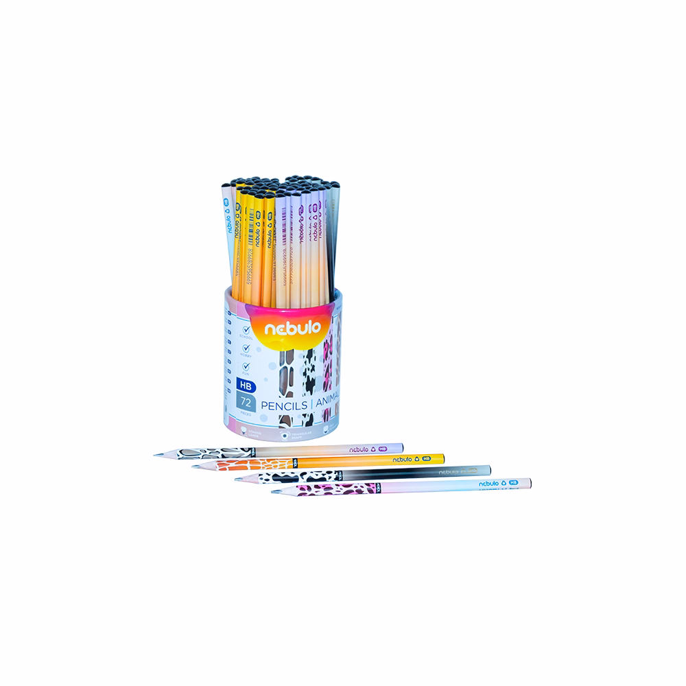 Grafitceruza NEBULO HB háromszögletű Állatmintás 72 darabos