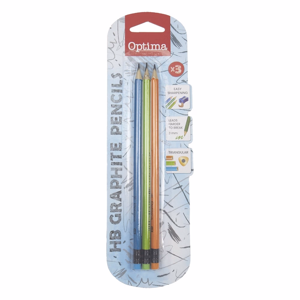 Grafitceruza OPTIMA HB háromszögletű radíros 3 darabos