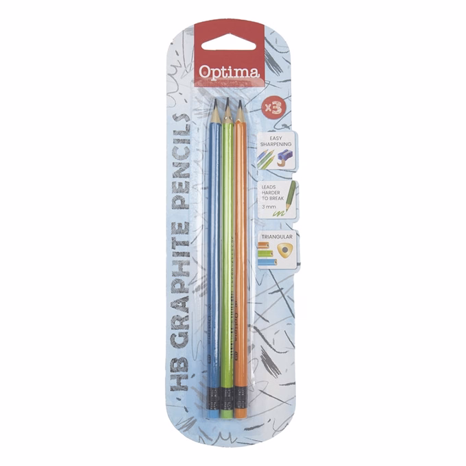 Grafitceruza OPTIMA HB háromszögletű radíros 3 darabos