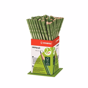 Grafitceruza display STABILO Greengraph HB hatszögletű környezetbarát 60 darabos