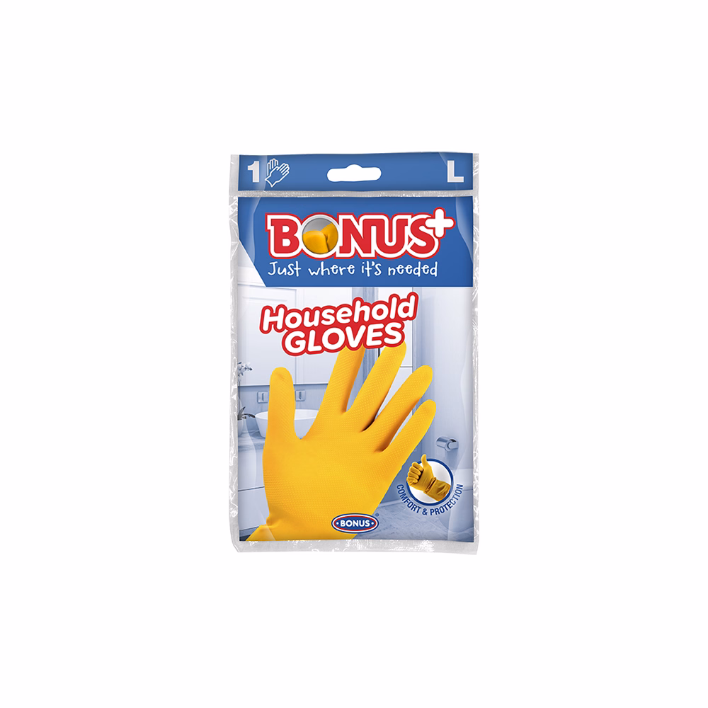 Gumikesztyű BONUS háztartási latex sárga L