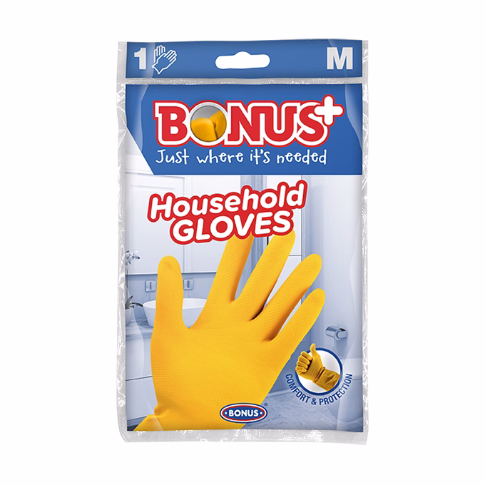 Gumikesztyű BONUS háztartási latex sárga M