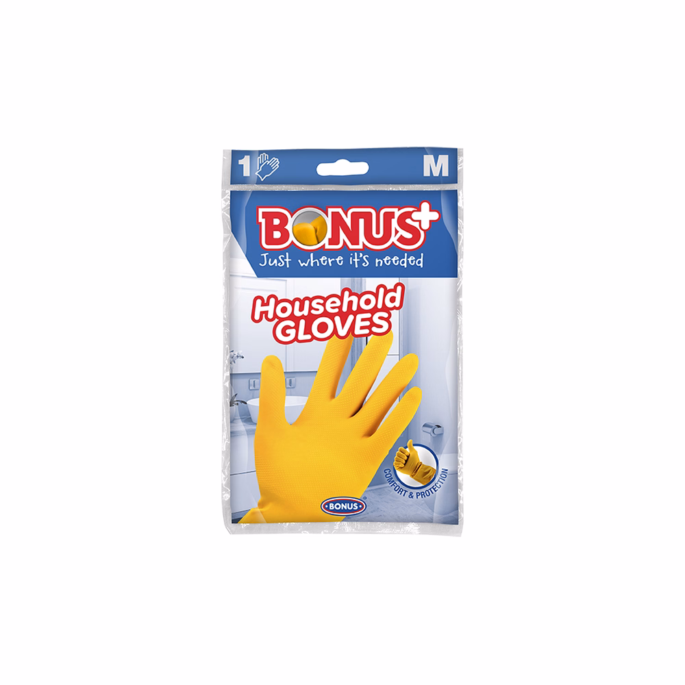 Gumikesztyű BONUS háztartási latex sárga M