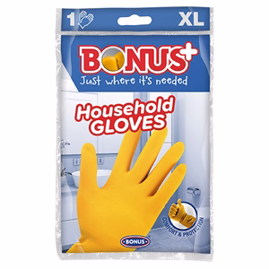Gumikesztyű BONUS háztartási latex sárga XL