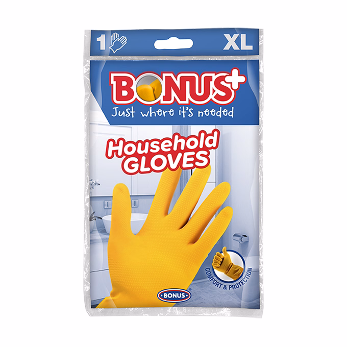 Gumikesztyű BONUS háztartási latex sárga XL