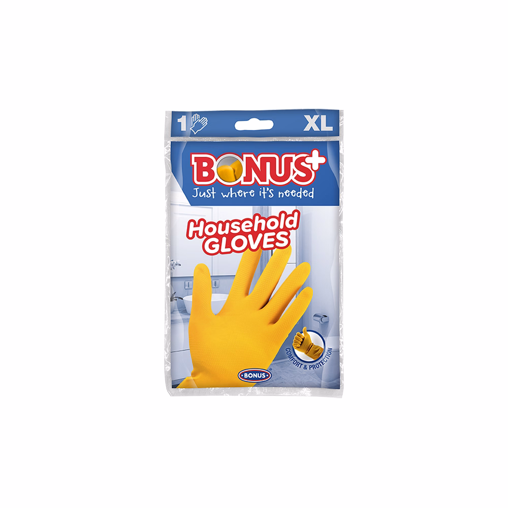 Gumikesztyű BONUS háztartási latex sárga XL