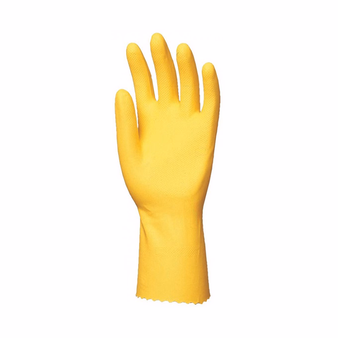 Gumikesztyű COVERGUARD latex pamutbolyhozott belső sárga 7-es 2 darab/pár