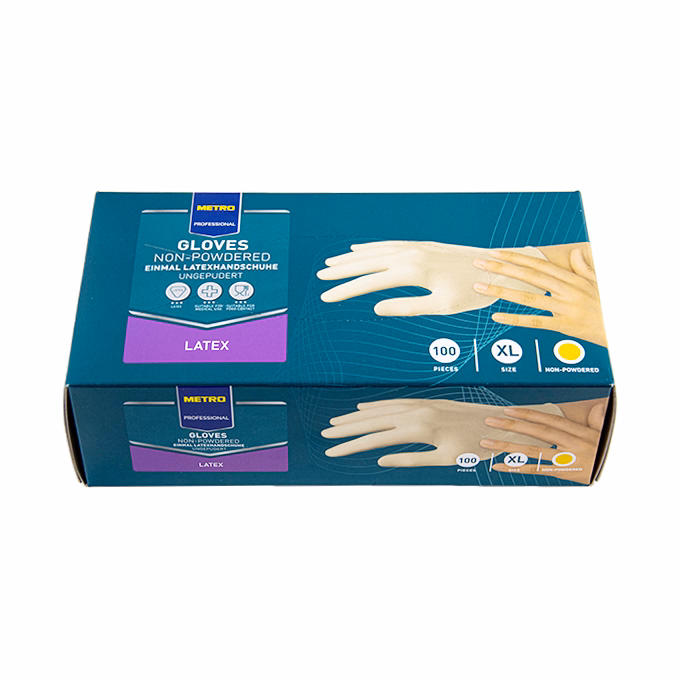 Gumikesztyű egyszer használatos latex púdermentes fehér XL 10 100 darabos