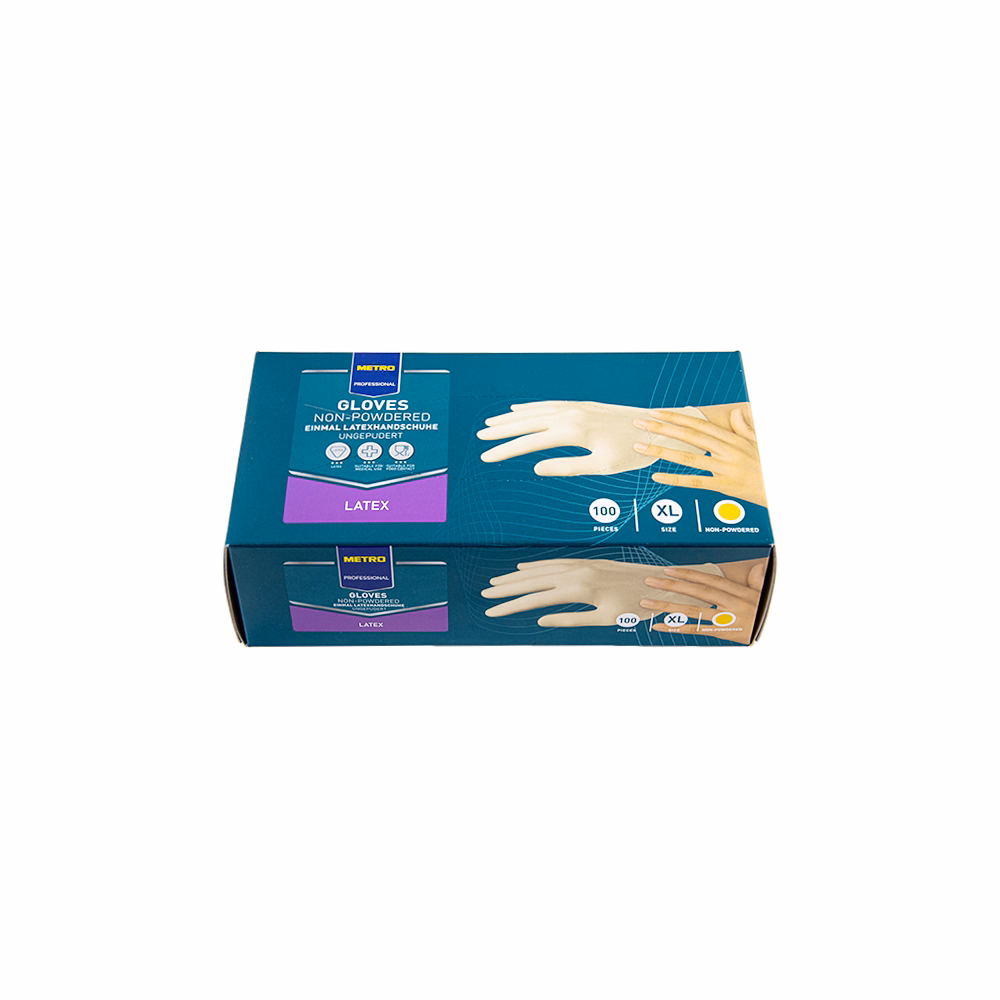 Gumikesztyű egyszer használatos latex púdermentes fehér XL 10 100 darabos