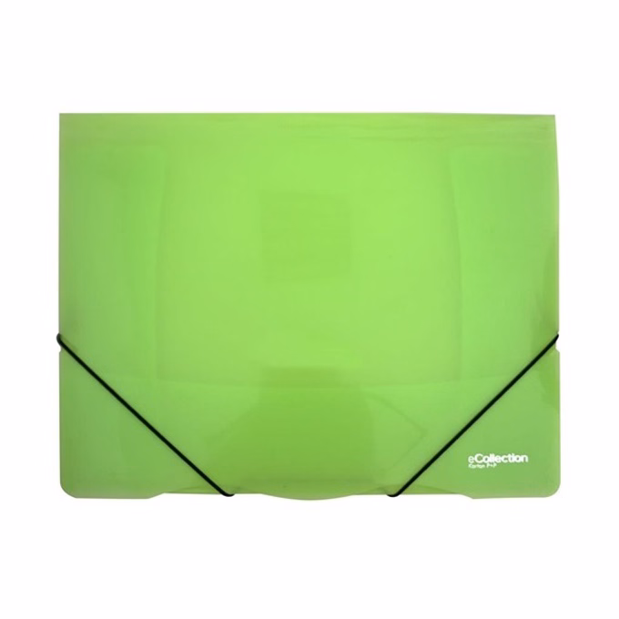 Gumis mappa E-COLLECTION A/4 műanyag zöld