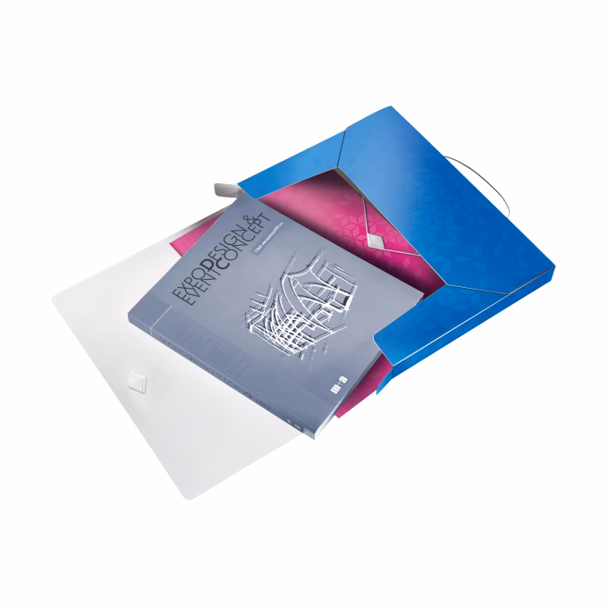 Gumis mappa LEITZ Wow Jumbo A/4 műanyag 30mm kék