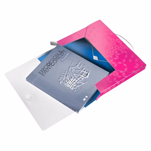 Gumis mappa LEITZ Wow Jumbo A/4 műanyag 30mm rózsaszín