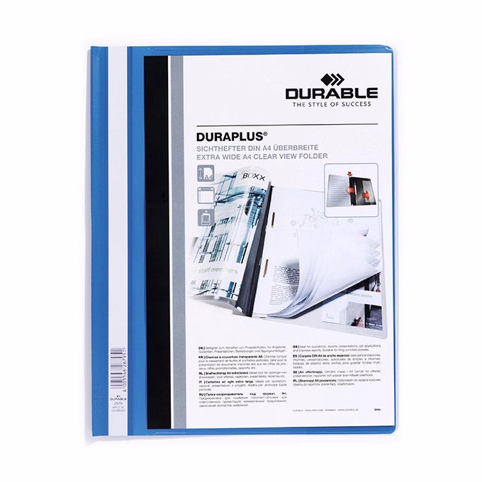 Gyorsfűző DURABLE Duraplus A/4 széles panorámás kék