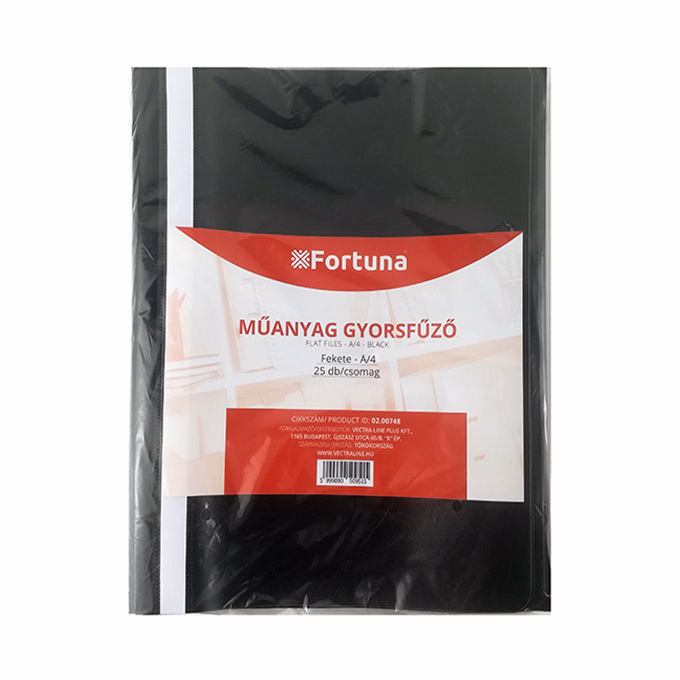 Gyorsfűző FORTUNA műanyag fekete 25 darabos