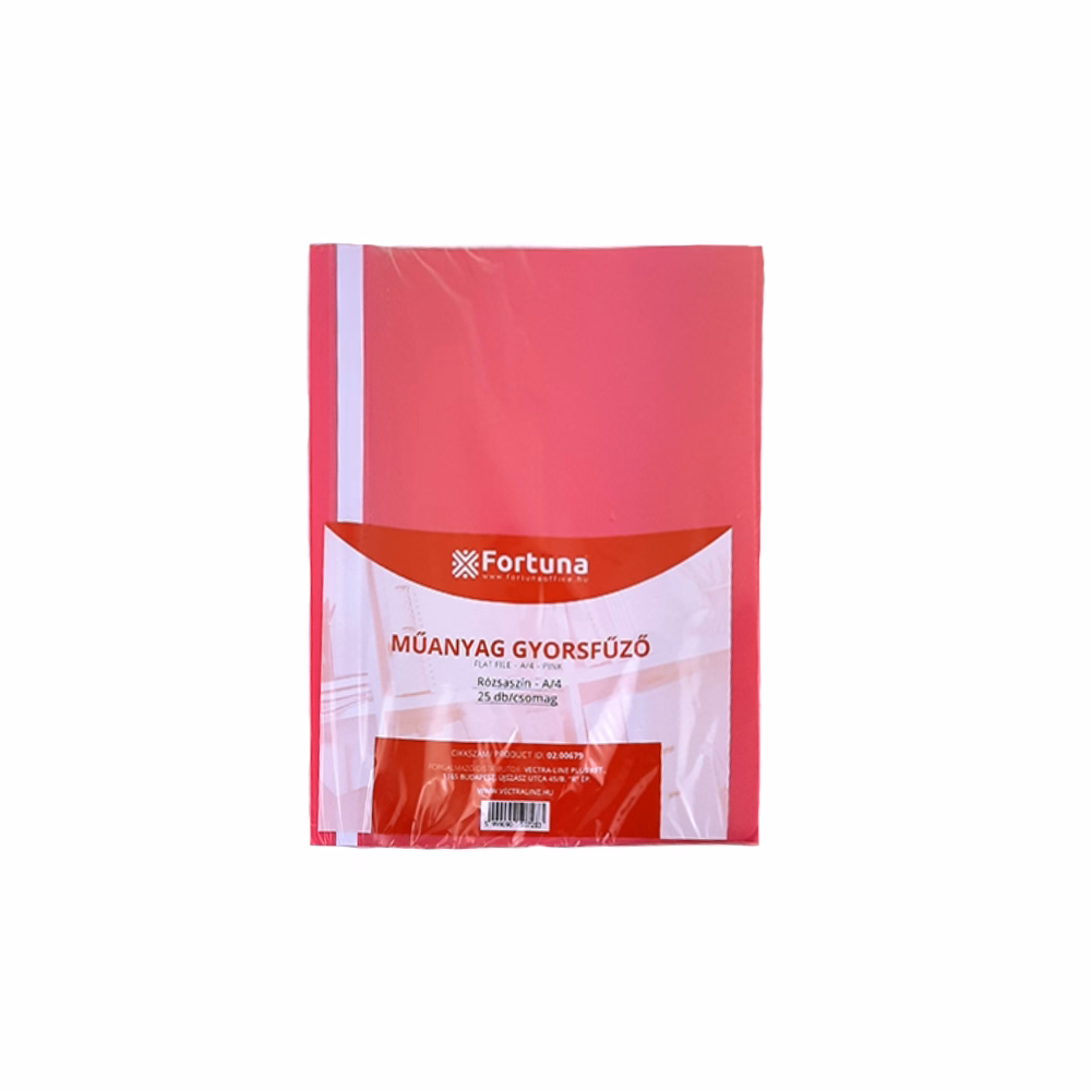 Gyorsfűző FORTUNA műanyag rózsaszín 25 darabos