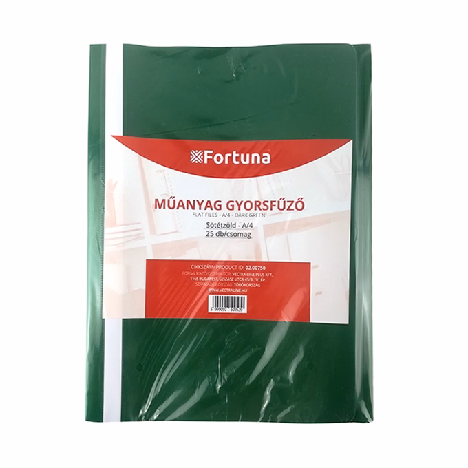 Gyorsfűző FORTUNA műanyag sötétzöld 25 darabos