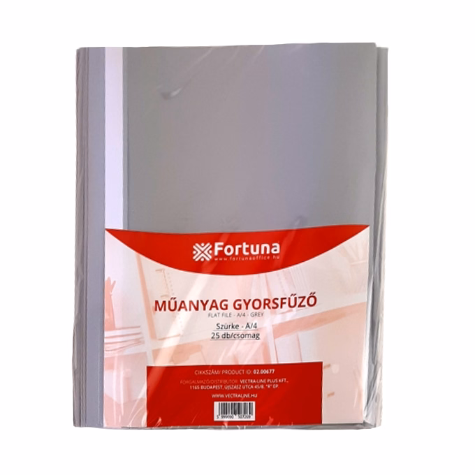 Gyorsfűző FORTUNA műanyag szürke 25 darabos