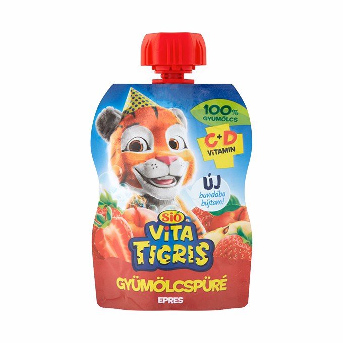 Gyümölcspüré SIÓ Vitatigris Eper 100% 90 g