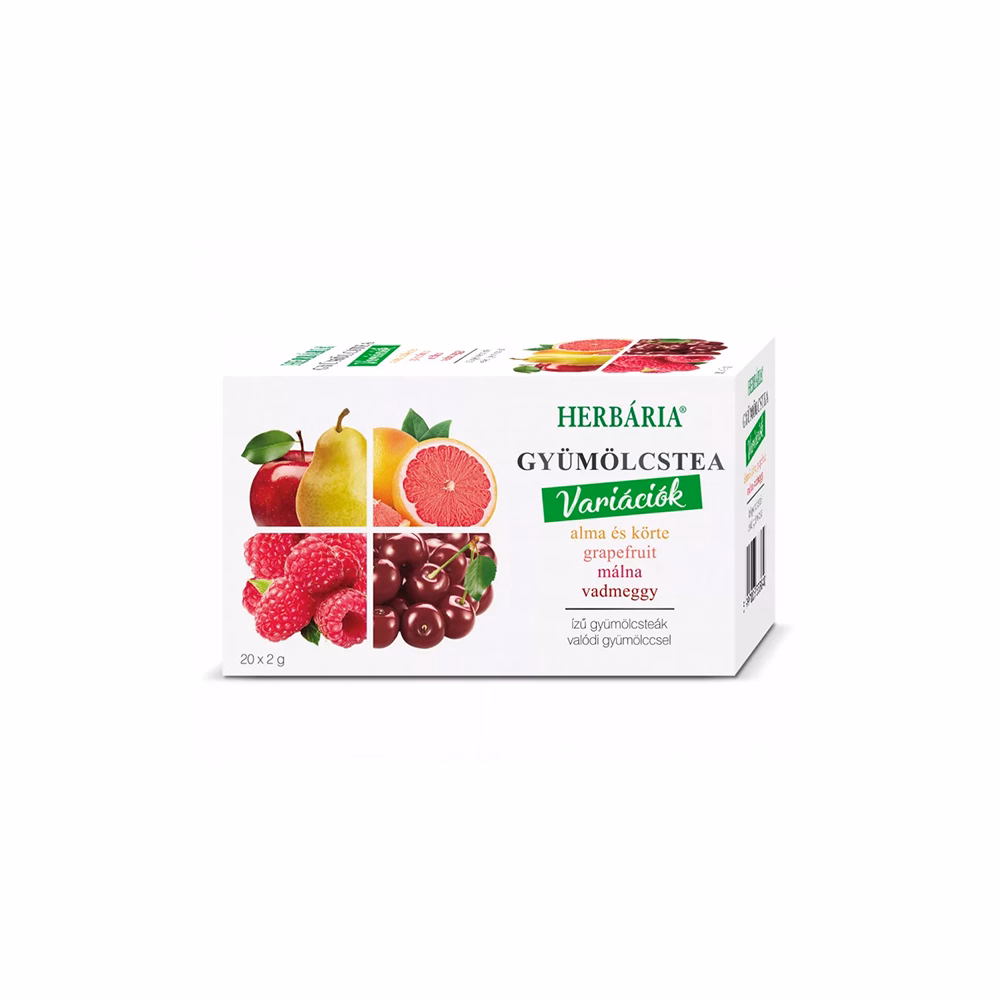 Gyümölcstea HERBÁRIA Mix 1. Alma-Körte-Grapefruit-Málna-Vadmeggy 20 filter/doboz