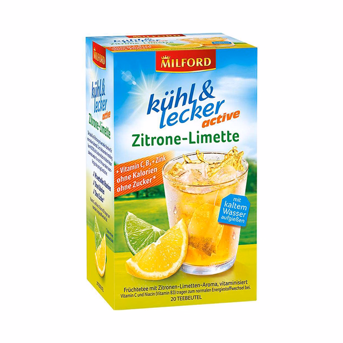 Gyümölcstea MILFORD Kühl & Lecker Active Citrom-Limette 20 filter/doboz