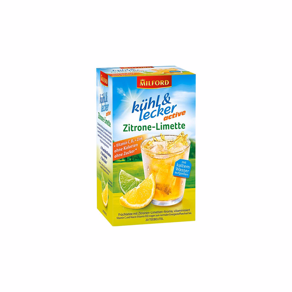 Gyümölcstea MILFORD Kühl & Lecker Active Citrom-Limette 20 filter/doboz