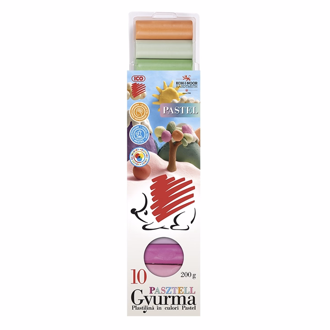 Gyurma ICO Süni pasztell színes 10 színű 200 g