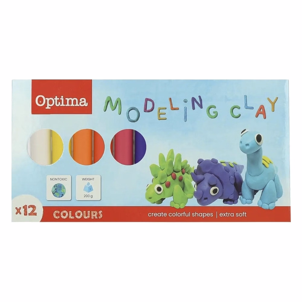 Gyurma OPTIMA színes 200 g 12 darabos