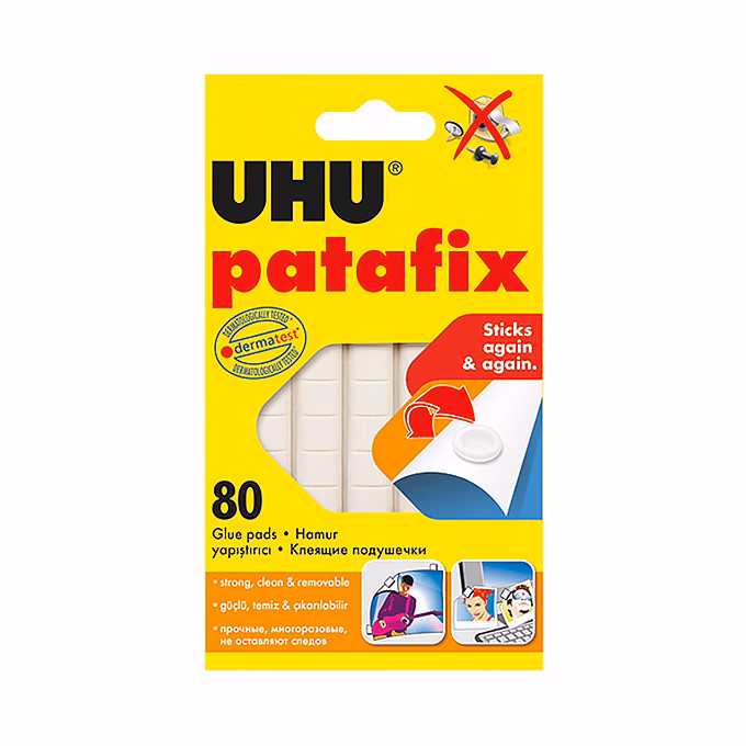 Gyurmaragasztó UHU Patafix fehér 80 kocka/csomag