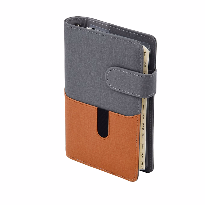 Gyűrűs kalendárium SATURNUS L229 sárga lapos szürke-barna műbőr 2026.