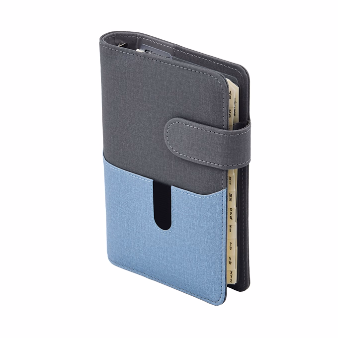 Gyűrűs kalendárium SATURNUS L229 sárga lapos szürke-kék műbőr 2026.