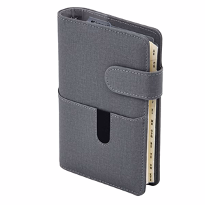 Gyűrűs kalendárium SATURNUS L229 sárga lapos szürke-szürke műbőr 2026.